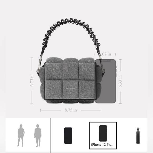 Kate Spade Boxxy Metallic Crossbody Gunmetal Silver NWT MSRP $528 - Picture 10 of 16